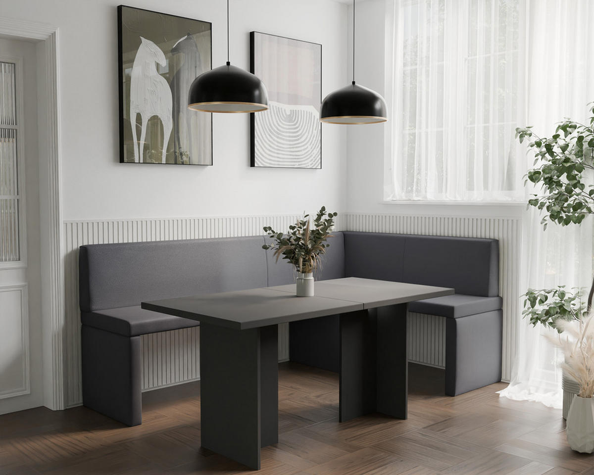 ECKBANK rechts OWEN Kunstleder, 128/168 cm Dunkelgrau - Dunkelgrau, Holz/Kunststoff (128/168cm) - Idohome