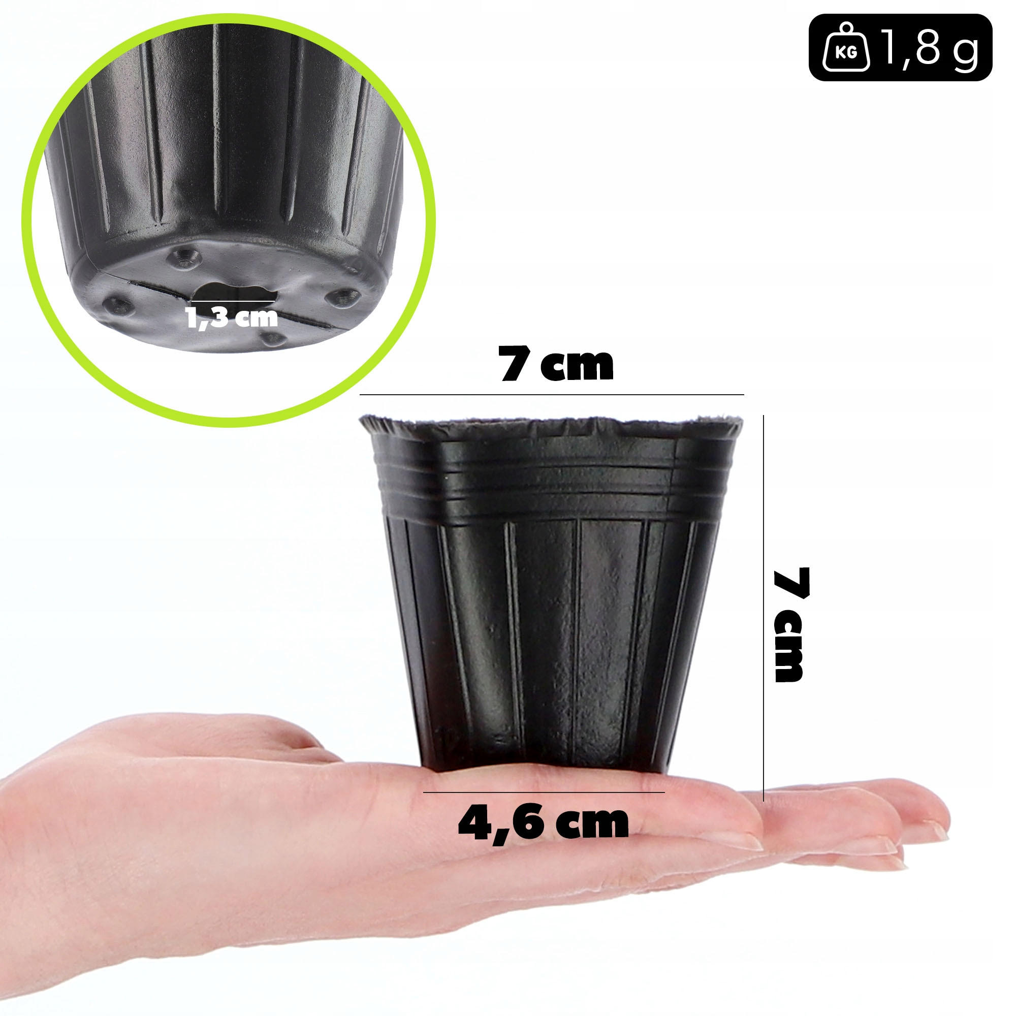 SAMENTOPF, rund, 7 cm, 100 Stück - Schwarz, Kunststoff - KADAX