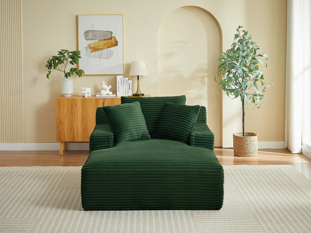 RECAMIERE ohne Schlaffunktion - 1 Person, 2 Personen - samt - grün Donilia - Grün, Textil (120/72/168cm) - Vente-Unique