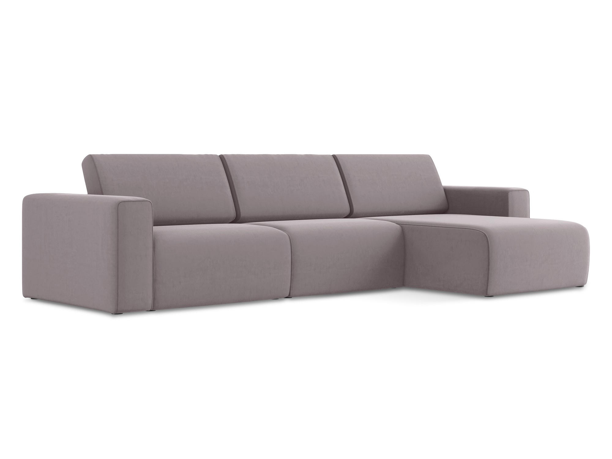 ECKSOFA Rechts Samt Stoff Violett - Lila/Flieder, Kunststoff/Textil (314/167cm) - Makamii