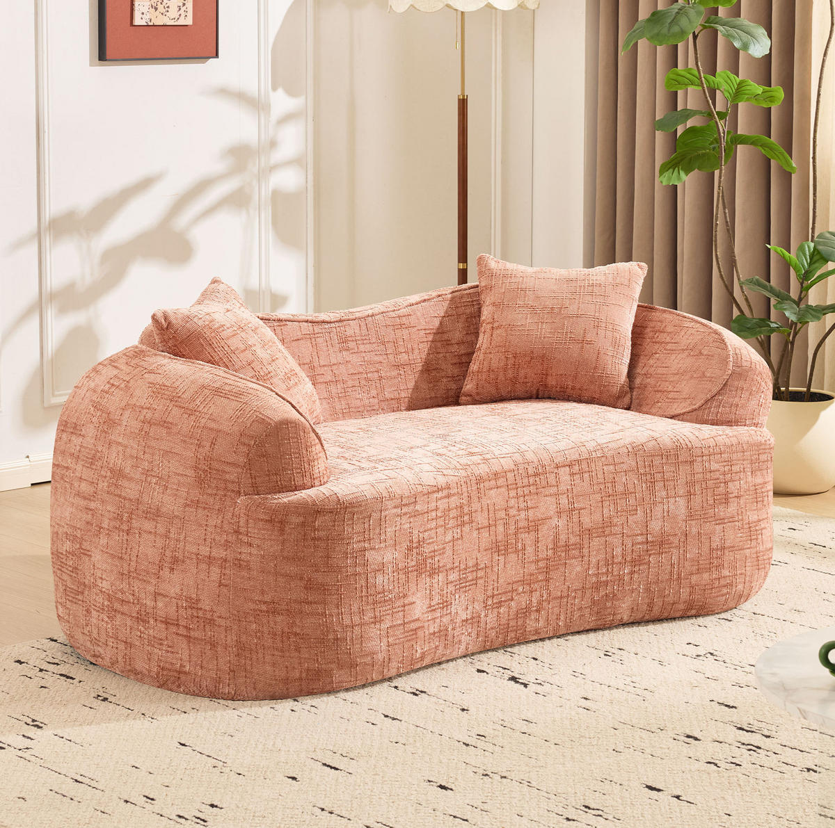 2-SITZER-SOFA gebogen, mit Armlehnen und Federkernpolsterung, sofort einsatzbereit, Pink - Rosa, Kunststoff (87/70/170cm) - Redom