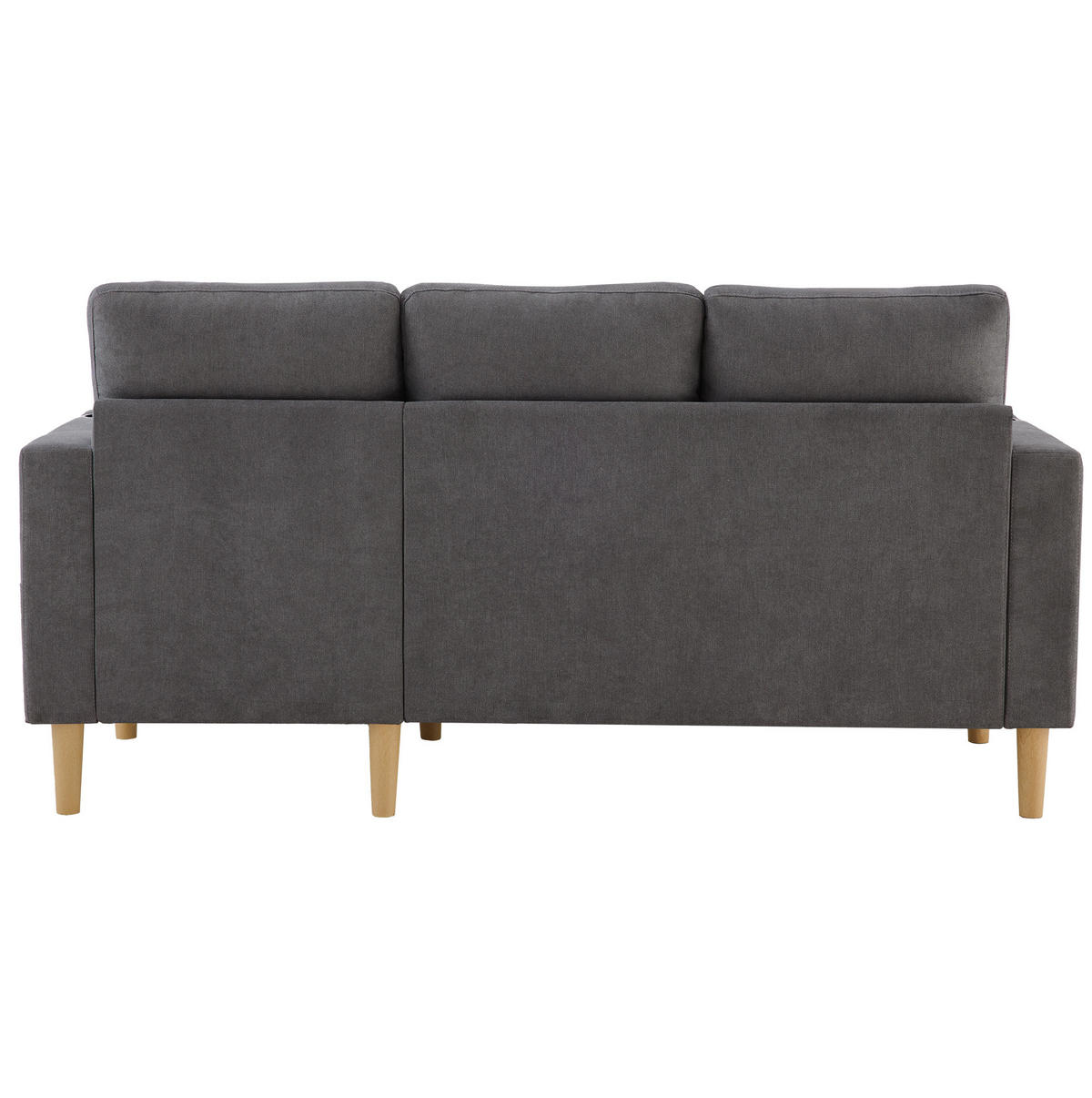 ECKSOFA Baumwoll-Leinen mit Stauraum und Getränkehaltern 175/129/90 cm Dunkelgrau inklusive 2 Kissen - Dunkelgrau, Textil (175/129cm) - Redom
