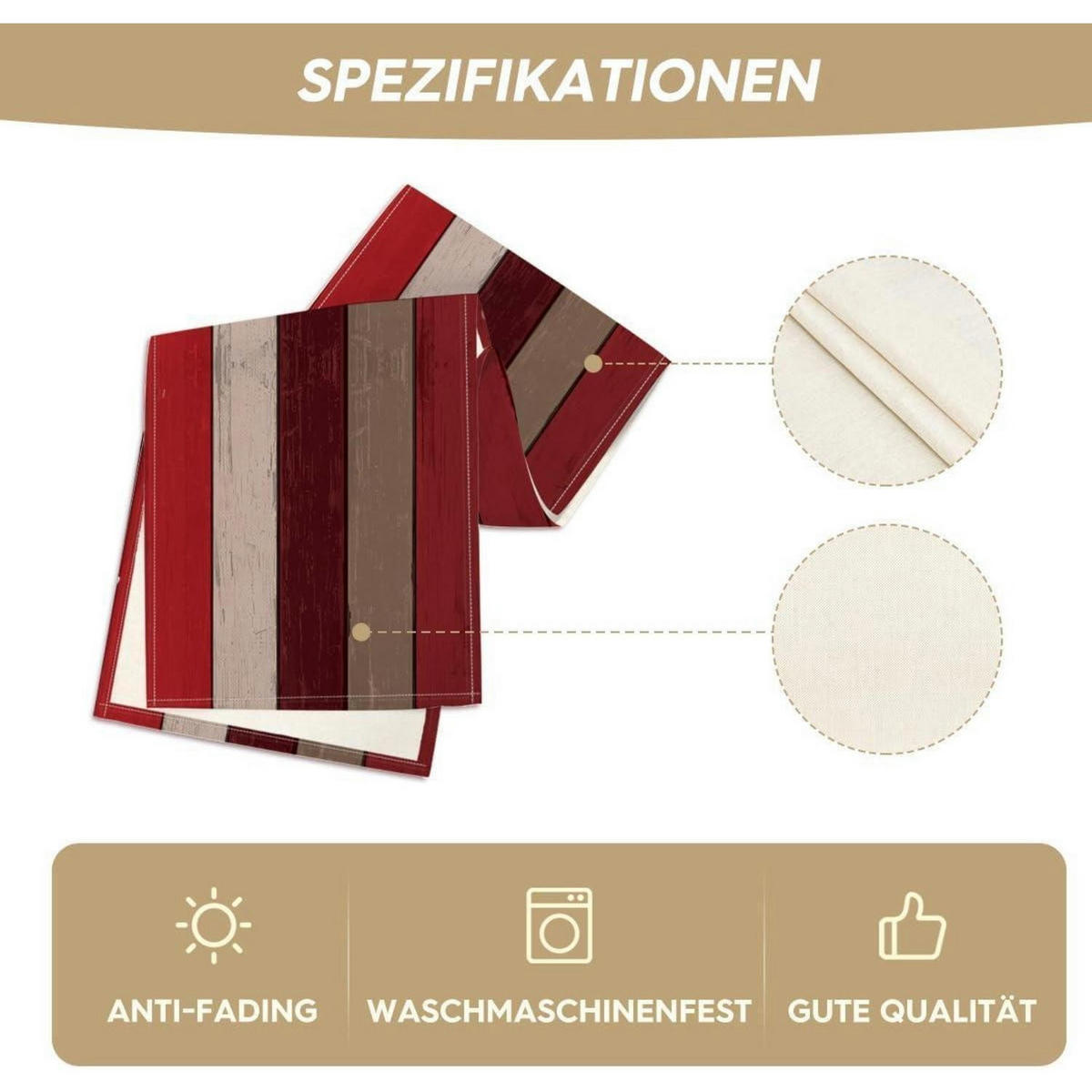 TISCHLÄUFER Rot Planken Antik 40 x 140 cm - Multicolor, Textil (140/40/1.5cm)
