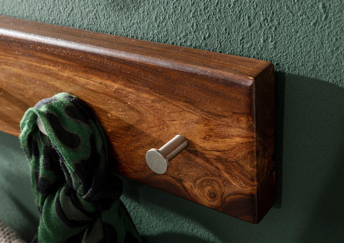 WANDGARDEROBE Sheesham 70x5x10 walnuss gewachst TORONTO #240 - Walnussfarben, Holzwerkstoff (70/10/5cm)