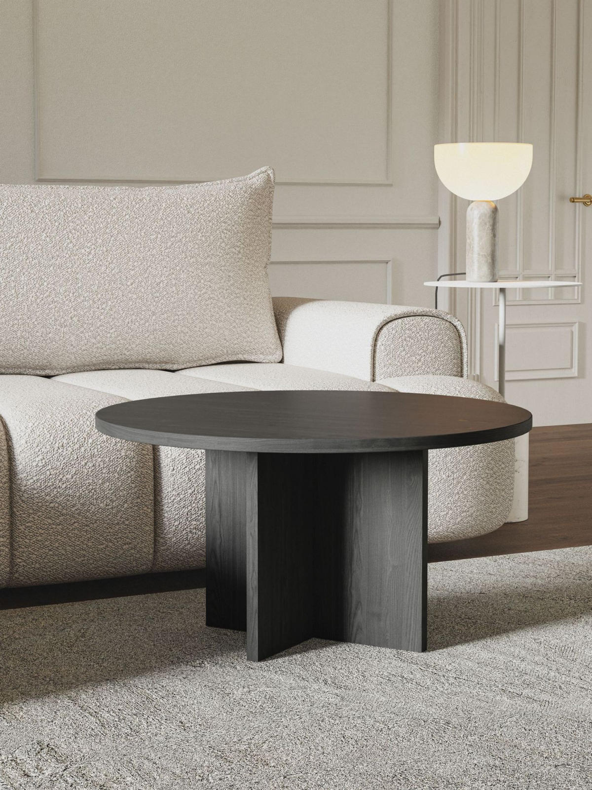 COUCHTISCH Ovo Holzoptik Esche Portland 76x76 cm - Schwarz, Holzwerkstoff (76/76/40cm) - Selsey