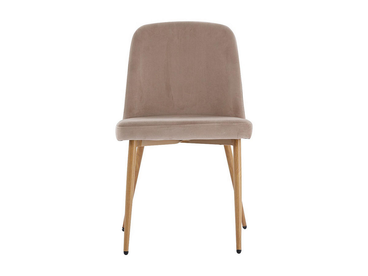 STUHL - 47.5cm x 56cm - Samt - beige - MINAGRI - Beige, Textil (47.5/84/56cm) - Vente-Unique