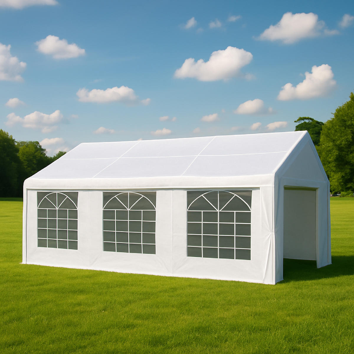 DACHPLANE Livingston - Zeltabdeckung für 4x6 Meter, PE weiss 180g/m². BxTxH: 400x600x310 cm - Weiß, Kunststoff (400/0.3/600cm) - TPFGarden