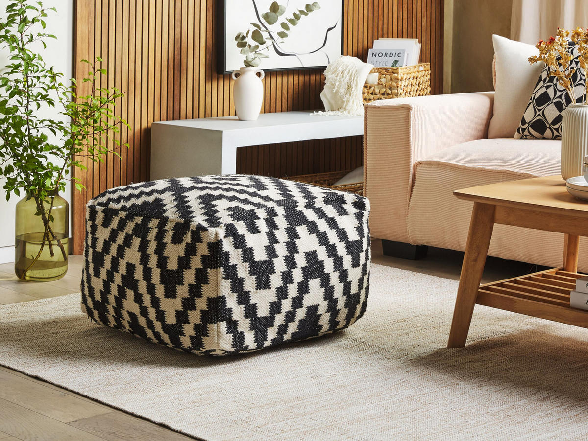 POUF Knidos 56/56/32 cm - Schwarz, Textil (56/32/56cm) - Beliani
