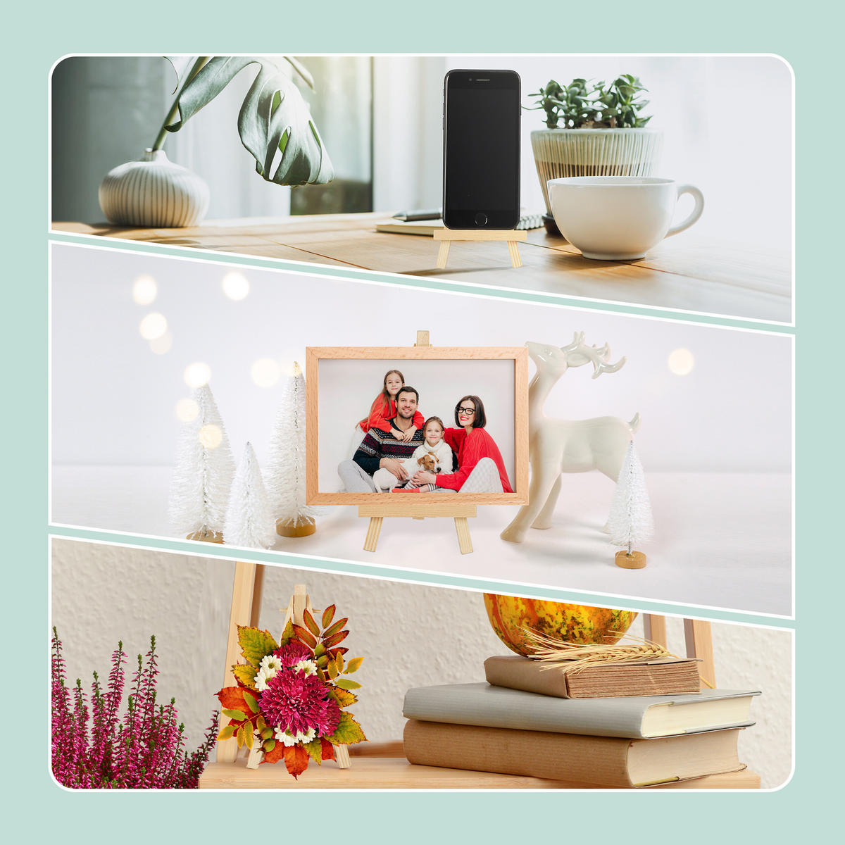 24XMINI easel - svetlohnedá, drevo (8/15.5/2cm) - Relaxdays