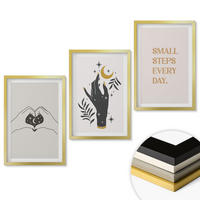 WANDBILDER 3er Set - 40x60 cm Goldrahmen - Minimalistische Boho-Illustrationen - Goldfarben, Kunststoff (40/60cm) - ArtPrintCave