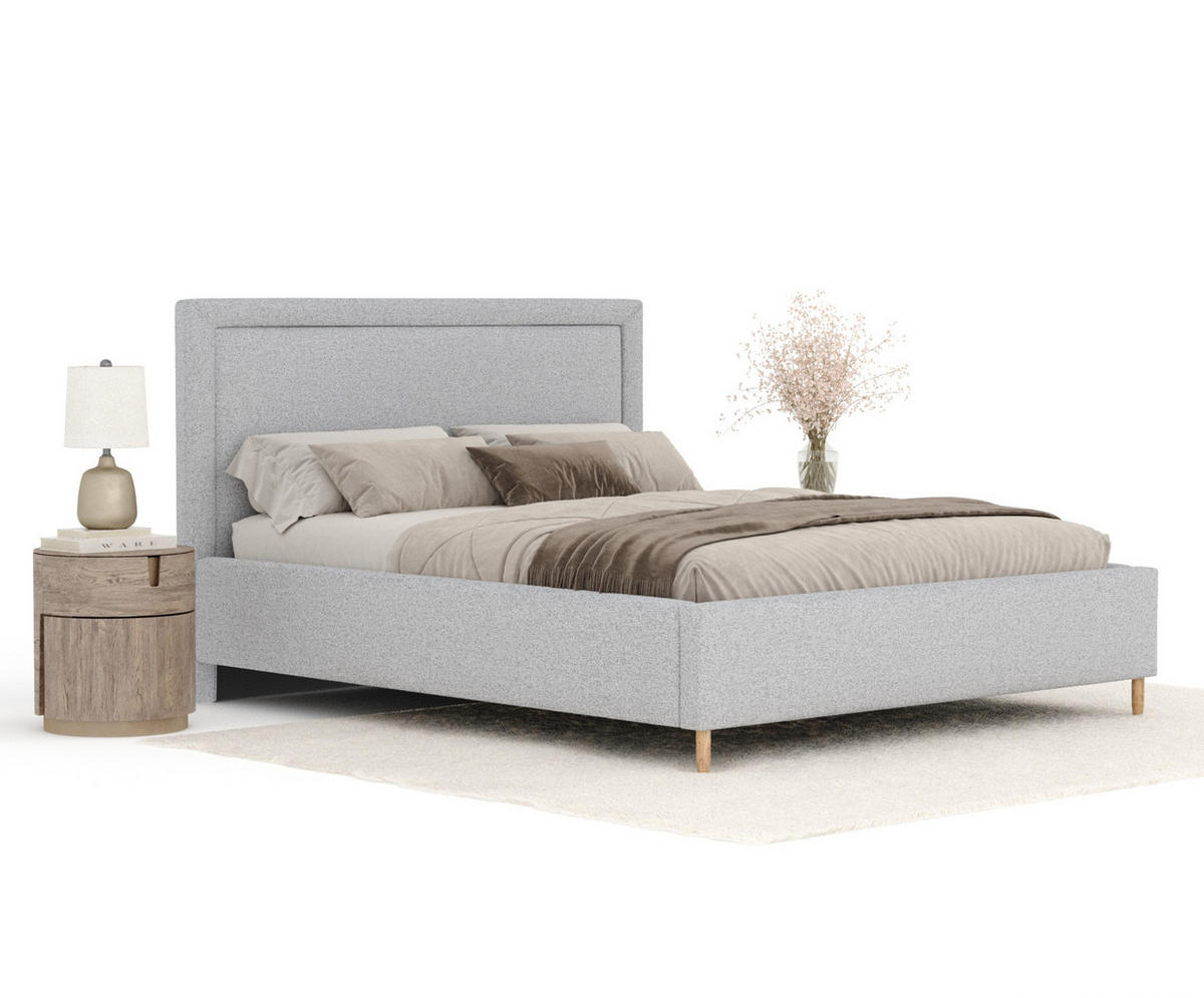 POLSTERBETT Ordina Hellgrau 140/200 cm im Webstoff - Hellgrau/Naturfarben, Holz/Holzwerkstoff (140/200cm) - Maison de Reve