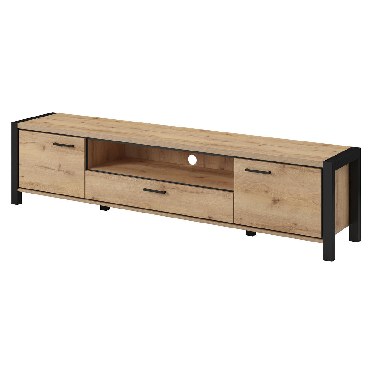 LOWBOARD ATTIVO 210x41x50 cm mit 1 Schubladen und 2 Türen Eichefarben - Eichefarben, Holzwerkstoff (210/50/41cm) - MASSENO