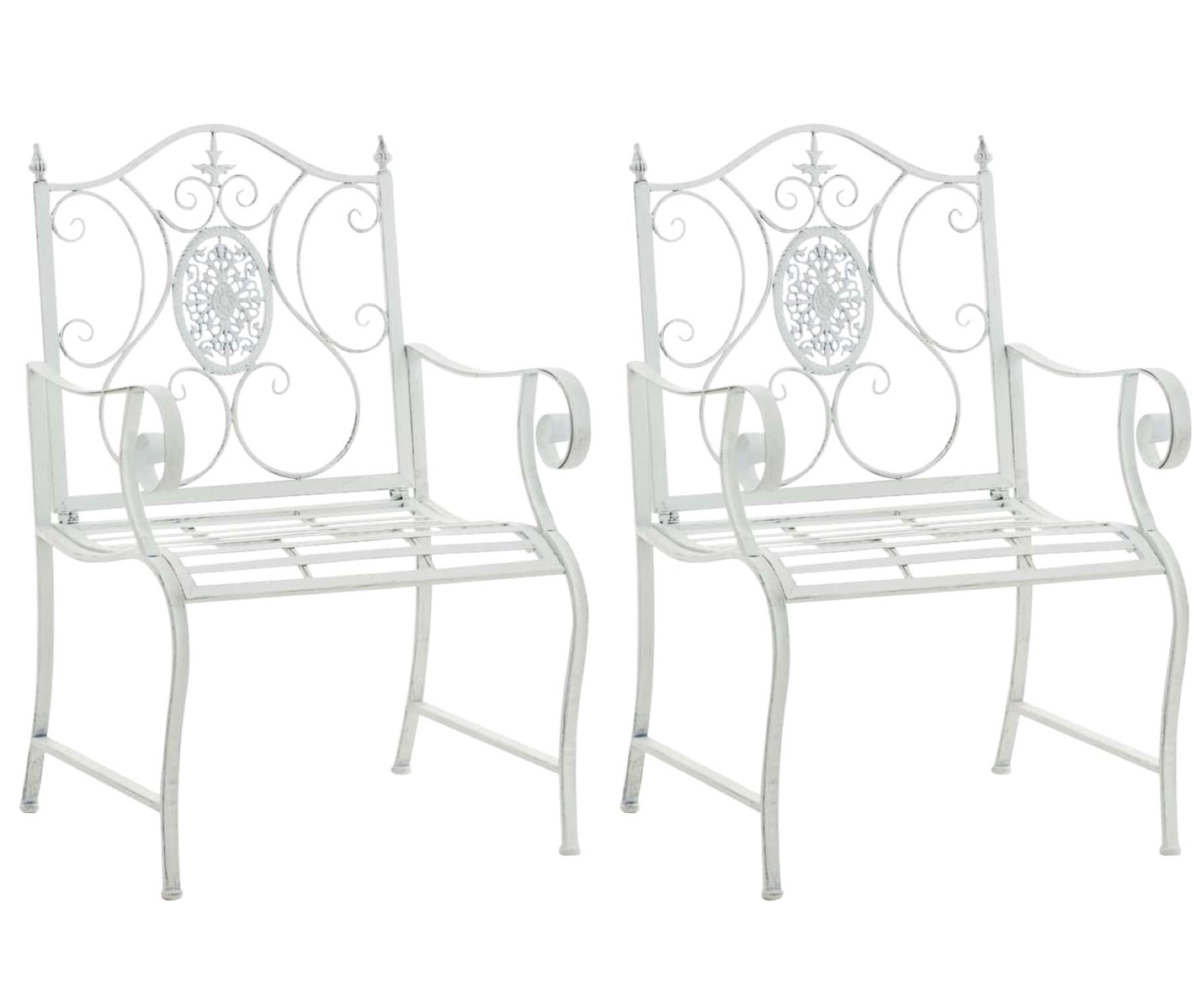 GARTENSTÜHLE Puncho - 2er Set antik weiß - Weiß, Metall (62/94/53cm) - TPFGarden