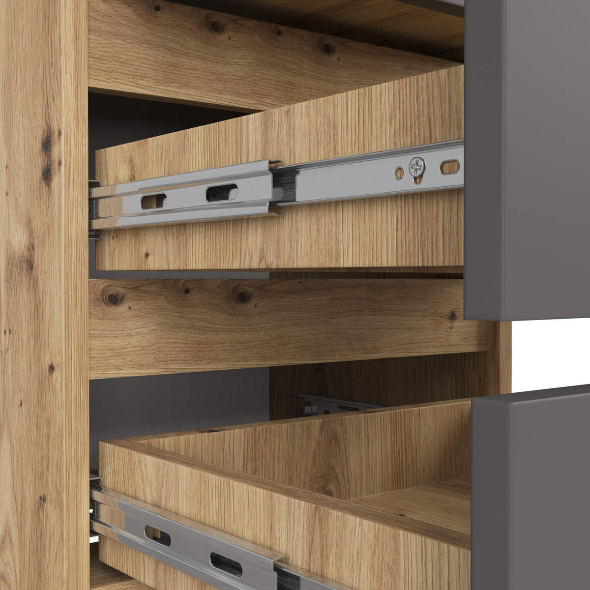 KOMMODE Eiche Artisan, Graphit Grau 57/40/35 - Eiche Artisan, Holzwerkstoff (40/57/35cm) - RAUMHIRSCH FURNITURE