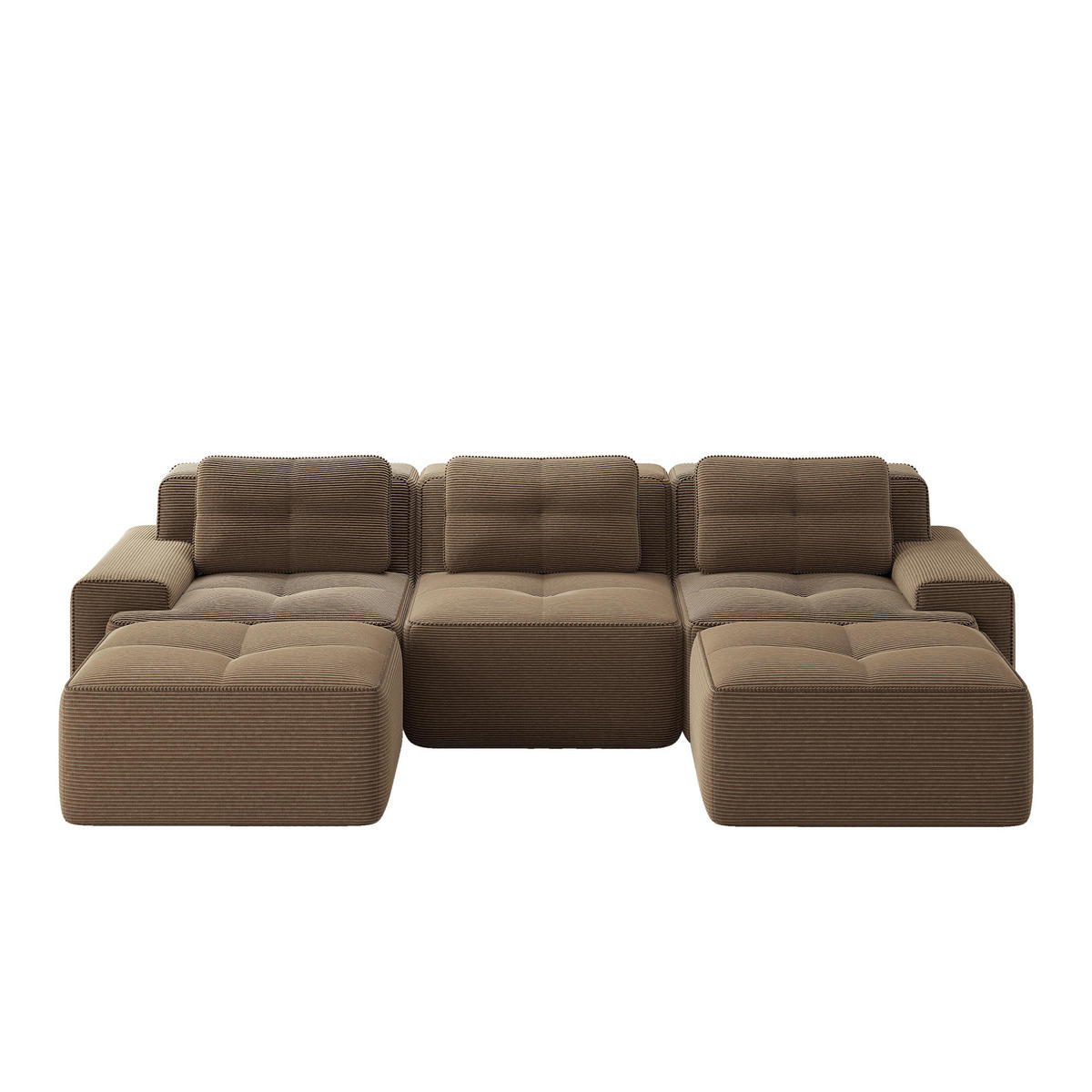 WOHNLANDSCHAFT DE-34113 modular 3-Sitzer mit Ottoman Braun - Braun, Textil (177/69/293cm) - ComfortXL