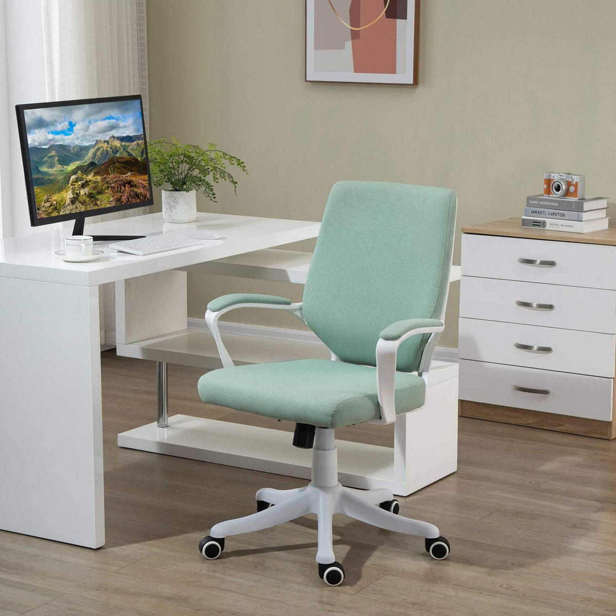 BÜROSTUHL in Grün 69x62x100 cm mit Höhenverstellung und Wippfunktion - Grün, Textil (62/100/69cm) - IVMEU