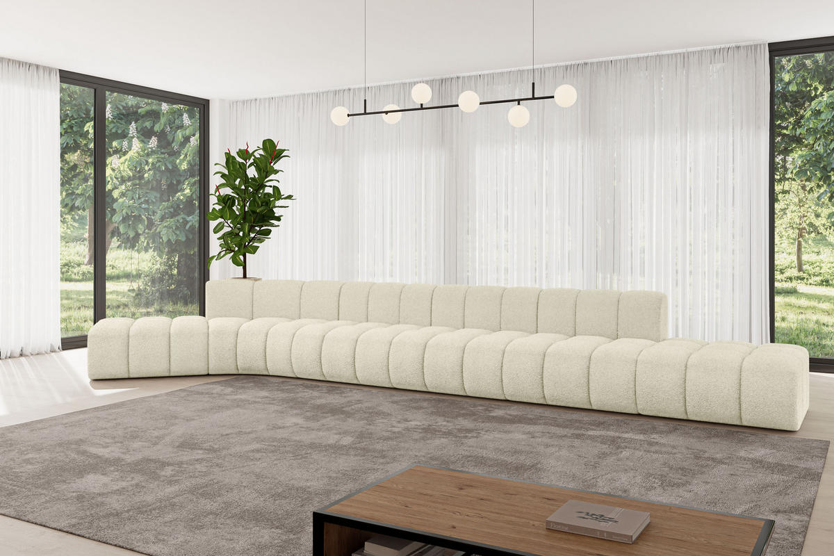 ECKSOFA modulares Sofa Solven-L3 - 562x174x70 cm Beige - Beige, Holzwerkstoff/Textil (562/174cm) - ALTDECOR