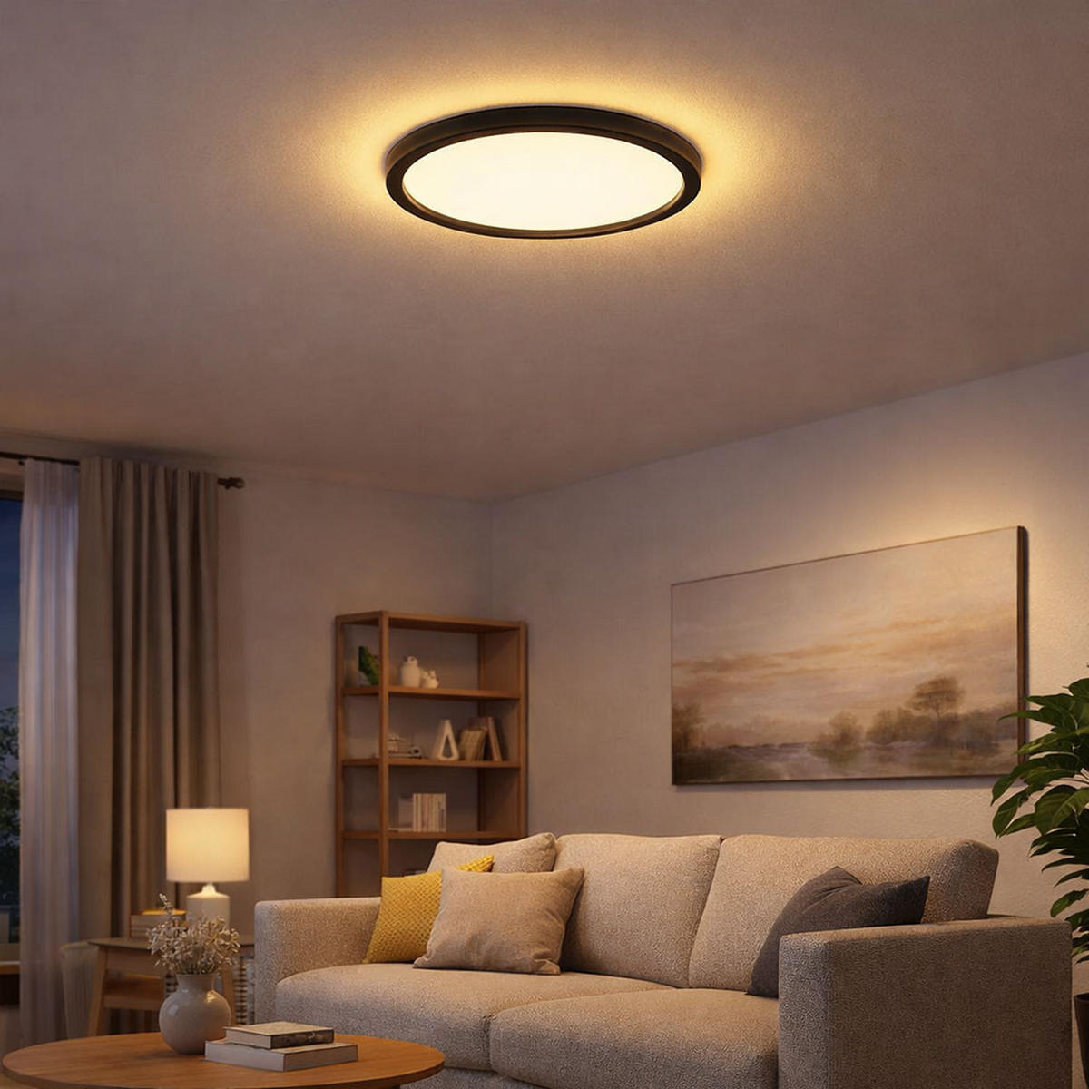 LED DECKENLEUCHTE Backlight Schwarz - Schwarz, Kunststoff (42.5/42.5/3.4cm) - Briloner