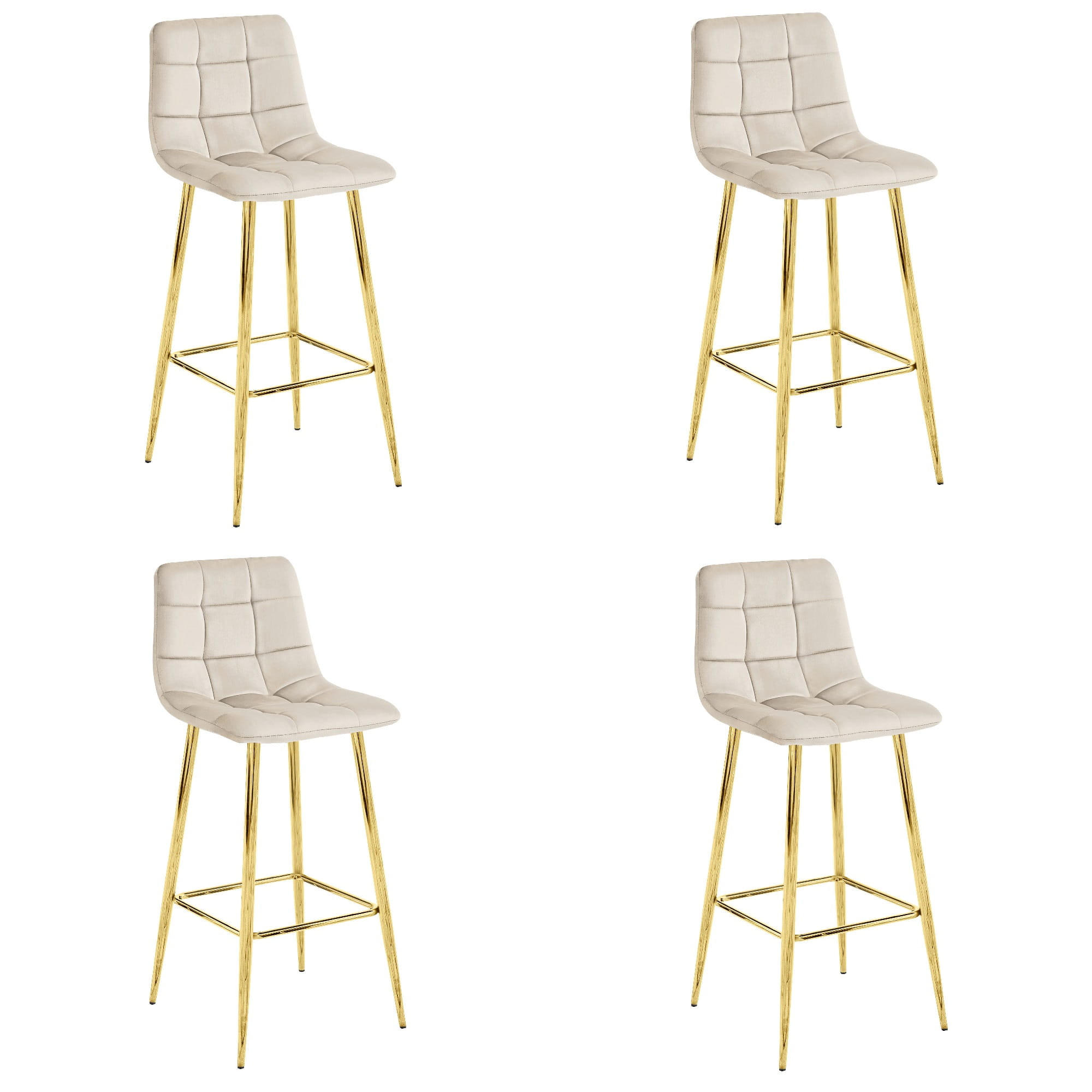 BARHOCKER 4-er Set TEOTO beiger Sitz, Goldbasis - Beige, Metall (43.5/104/32.5cm) - Valora