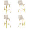 BARHOCKER 4-er Set TEOTO beiger Sitz, Goldbasis - Beige, Metall (43.5/104/32.5cm) - Valora