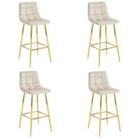 BARHOCKER 4-er Set TEOTO beiger Sitz, Goldbasis - Beige, Metall (43.5/104/32.5cm) - Valora