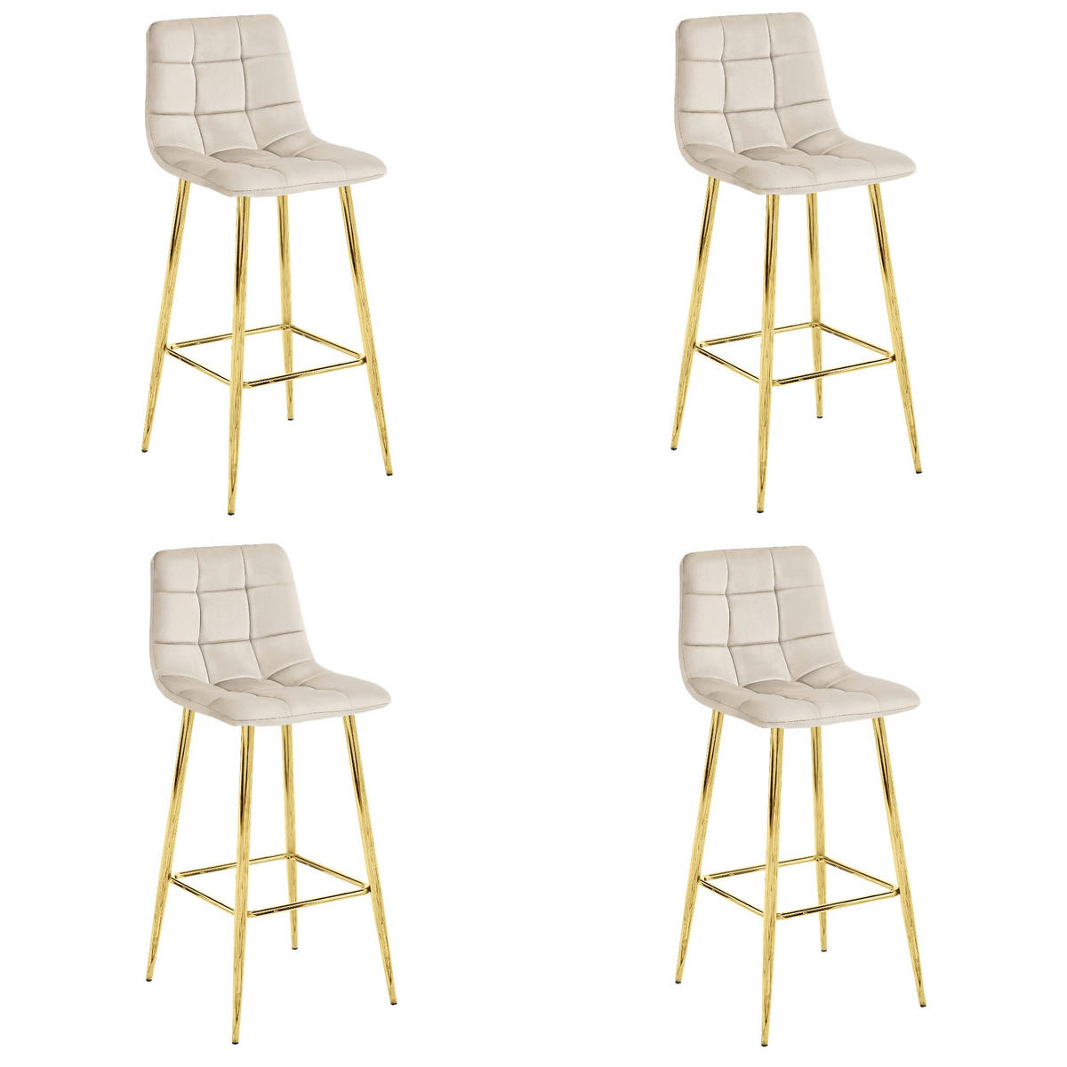 BARHOCKER 4-er Set TEOTO beiger Sitz, Goldbasis - Beige, Metall (43.5/104/32.5cm) - Valora