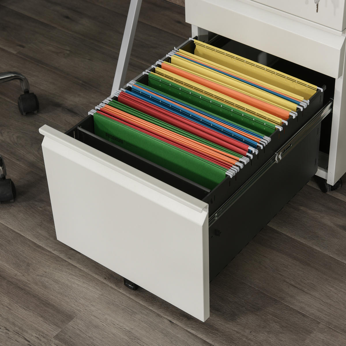 ROLLCONTAINER DE-09768 mit 3 Schubladen, abschließbar Weiß - Weiß, Metall (48/60/39cm) - ComfortXL