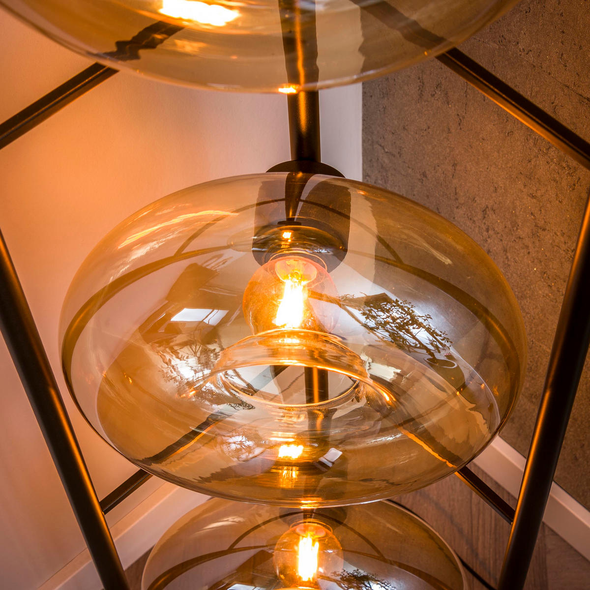 STEHLAMPE Soll - Beige - 20/33/168 cm - Beige, Glas (20/33/168cm) - Hoyz Collection