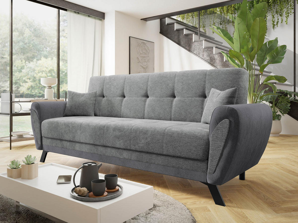 SCHLAFSOFA Kaja - Blaugrau/Schwarz, Holz/Textil (228/93/90cm) - MIRJAN24