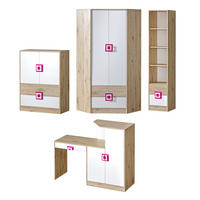 JUGENDZIMMER-SET Nico 4-teilig - Hellbraun/Pink, Holz/Holzwerkstoff (277/190/167cm) - Feldmann-Wohnen
