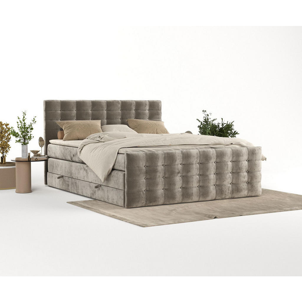 Thumbnail - Maison de Reve Boxspringbett, Beige, Textil, Buche, Kiefer, H2, Höhe ca. 40 cm, 120x200 cm, Oeko-Tex® Standard 100, FSC ...