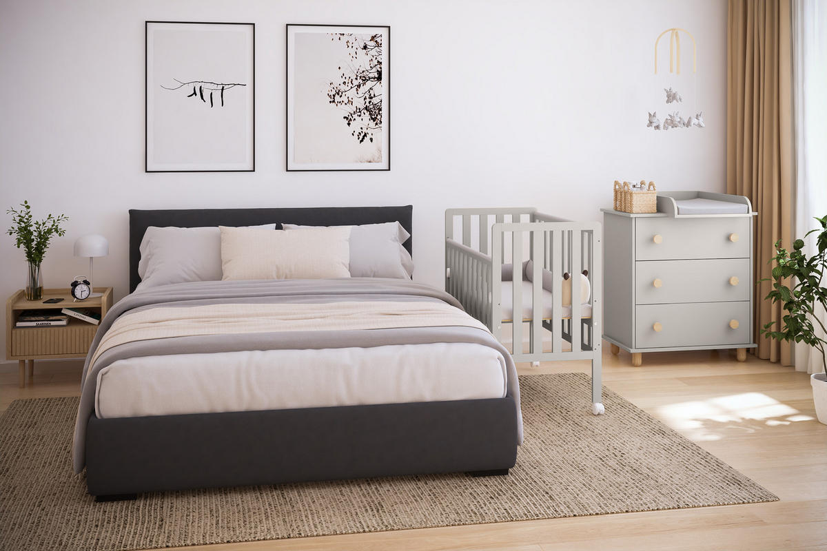 BEISTELLBETT Milo - Beige, Holz (50/100cm) - kiki design