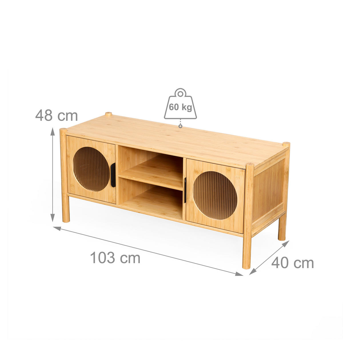 TV-LOWBOARD - Hellbraun, Holz/Holzwerkstoff (103/48/40cm) - Relaxdays