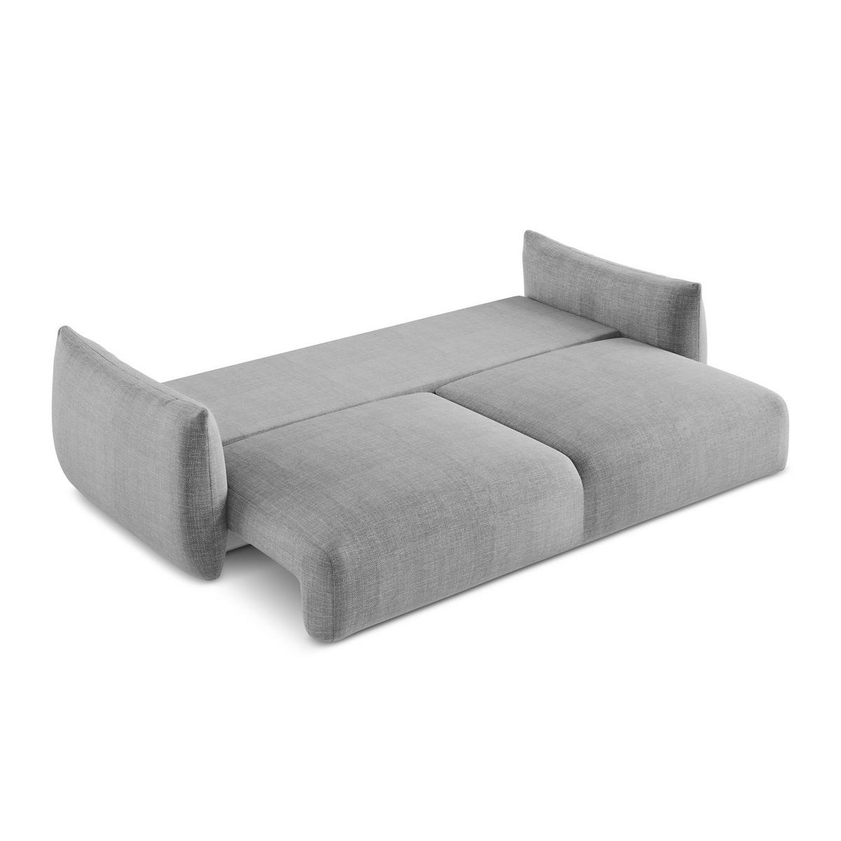 3-SITZER SOFA mit Schlaffunktion Strukturstoff Grau - Hellgrau/Schwarz, Holzwerkstoff/Kunststoff (230/90/105cm) - LaMiaSofa