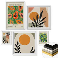 WANDBILDER 5er-Set - 50x50 cm & 20x30 cm & 40x60 cm Weißer Rahmen - Fruchtmuster der italienischen Kultur - Weiß, Kunststoff (40/60cm) - ArtPrintCave