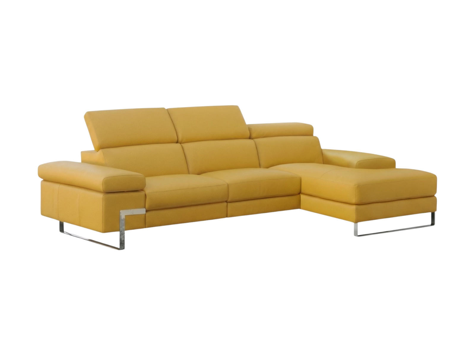 ECKSOFA Lete Echtleder Senfgelb - Gelb, Leder/Metall (160/232cm)
