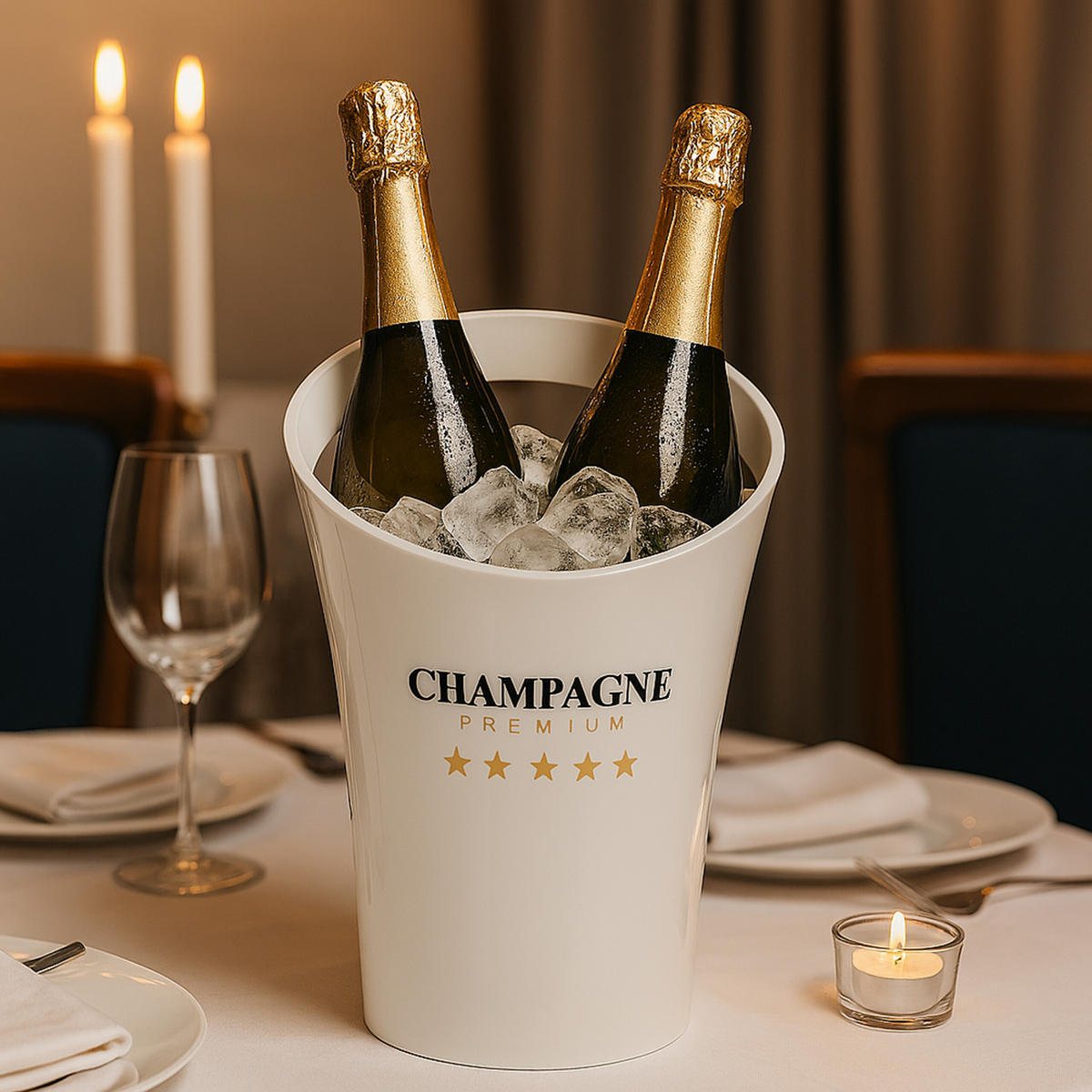 SEKTKÜHLER - Weiß, Kunststoff (21.5/29.5cm) - Relaxdays