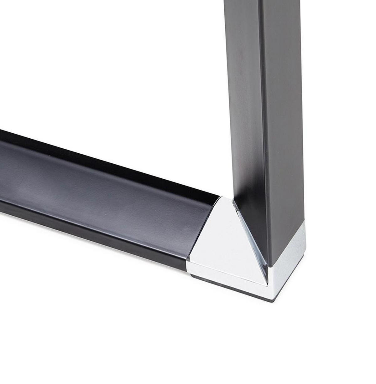 ECKSCHREIBTISCH Holz Metall Chromakzente KERIX, Schwarz 170x160x74 cm - Schwarz, Holz/Metall (160/170/74cm) - KADIMA DESIGN