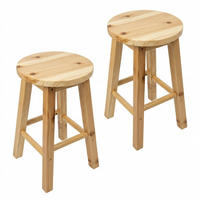 HOLZHOCKER Kiefer Natur 2-er Set 28 x 28 x 46 cm runde Sitzfläche - Naturfarben, Holz (28/46/28cm) - Begryf