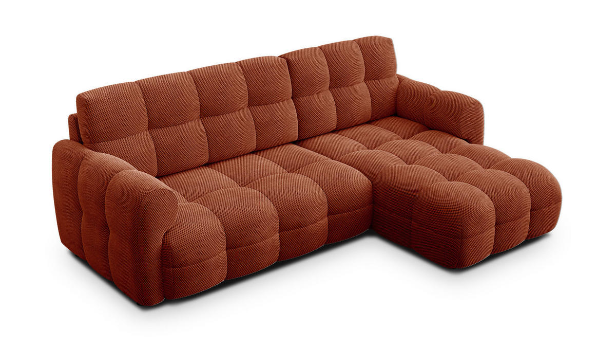 ECKSOFA MELLOW 3-Sitzer, dunkelorange - Dunkelorange/Schwarz, Holz/Textil (232/156cm) - Courtois Laville
