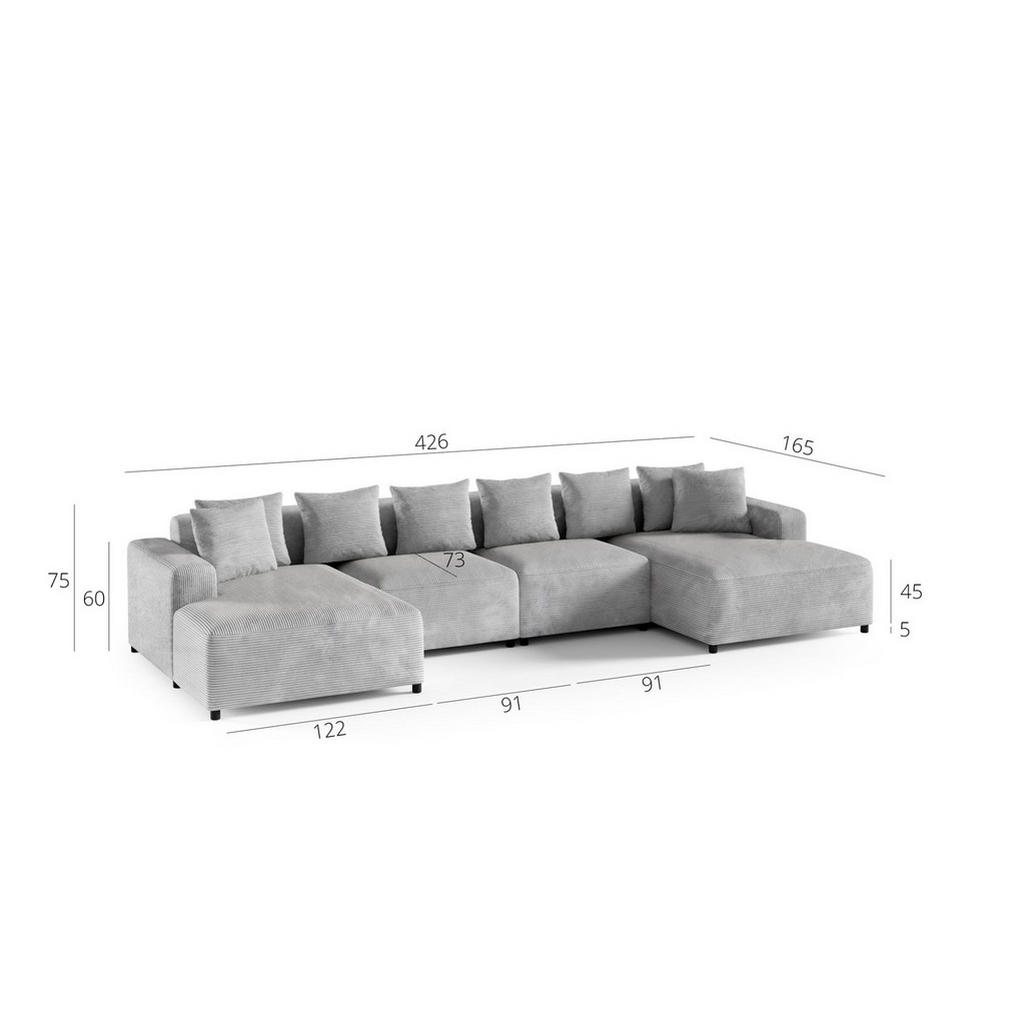 Thumbnail - Fun Möbel Wohnlandschaft, Schwarz, Textil, U-Form, 426x75x165 cm, Wohnzimmer, Sofas & Couches, Wohnlandschaften, Wohnlan...