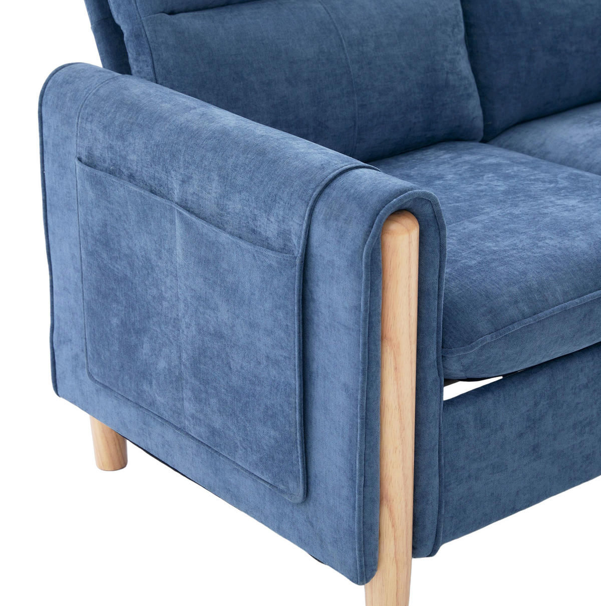 SOFA-SET U-Form mit Stauraum 261 cm Chenille Blau 4-Sitzer - Blau, Holz (77/86/261cm) - Meubliv