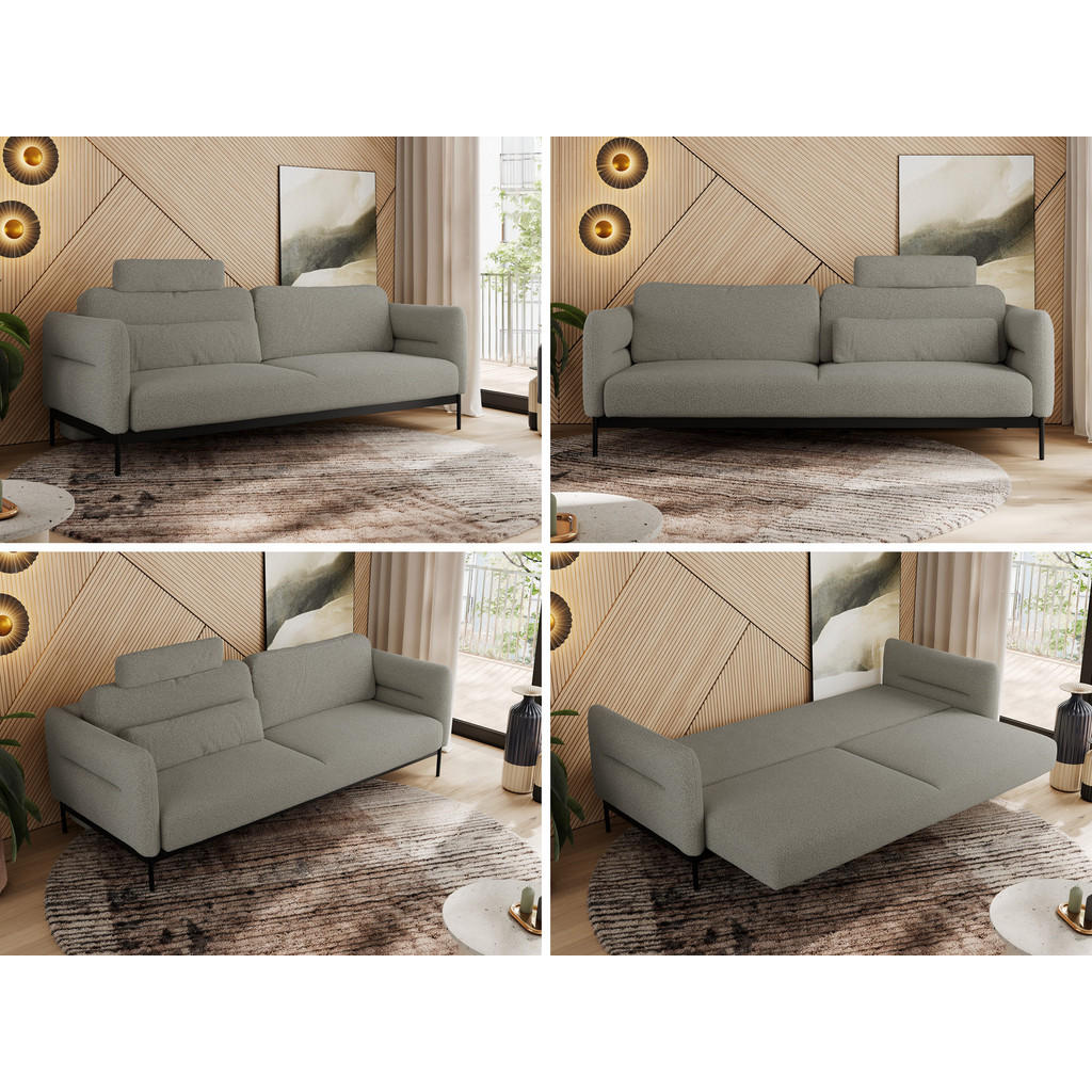 Thumbnail - MKS Sofa, Hellgrau, Textil, 3-Sitzer, 221x82x101 cm, Oeko-Tex®, Wohnzimmer, Sofas & Couches, Sofas, 3-Sitzer Sofas