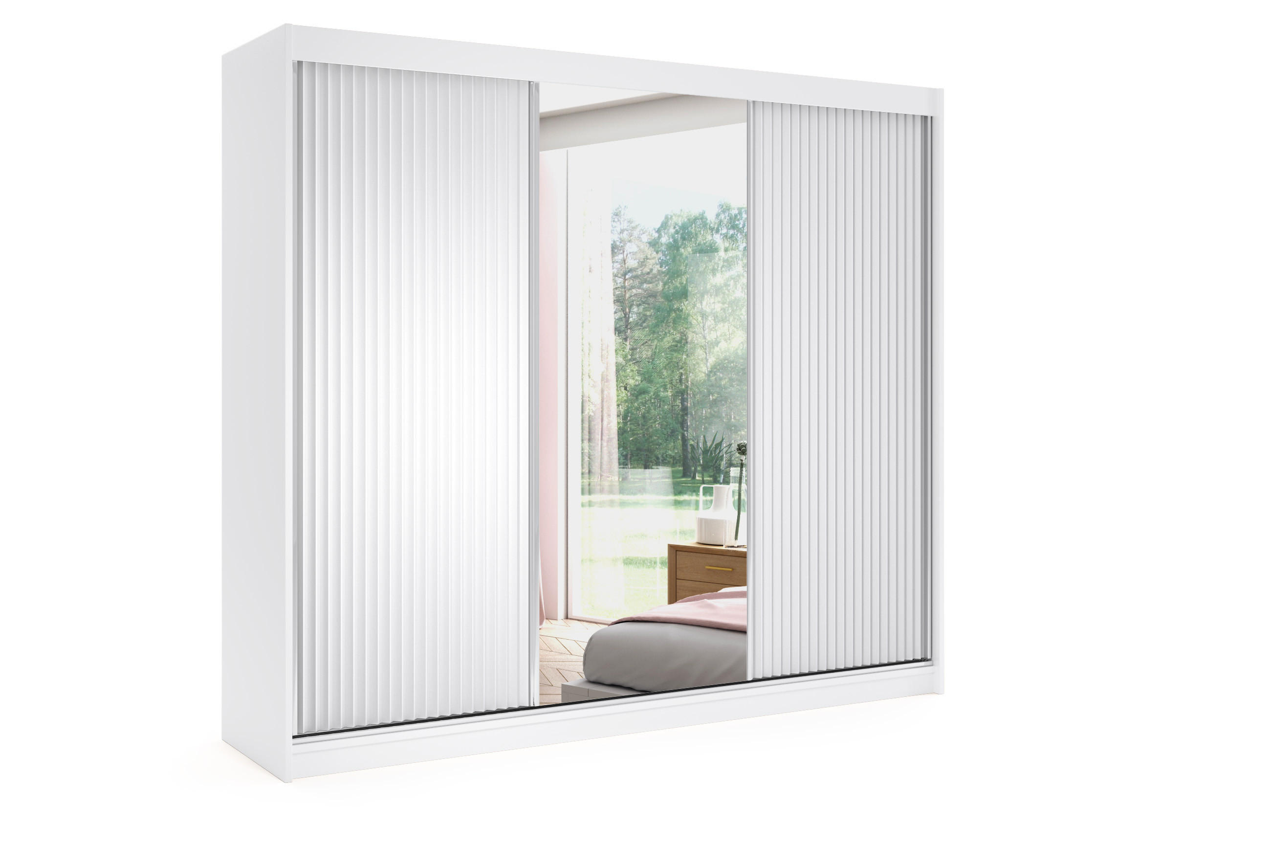 KLEIDERSCHRANK RYFLO mit LED - 250 - Weiß - Weiß, Holzwerkstoff (250/215/61cm) - ALTDECOR