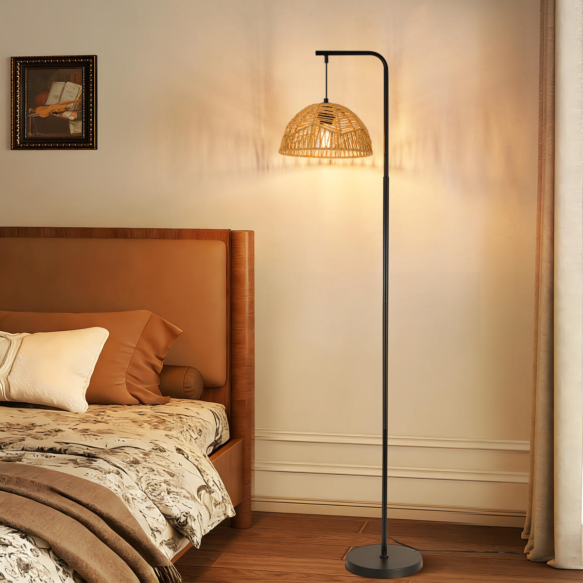 STEHLAMPE Arwenor 28/15/164 cm - Schwarz, Textil/Metall (28/15/164cm) - ZMH