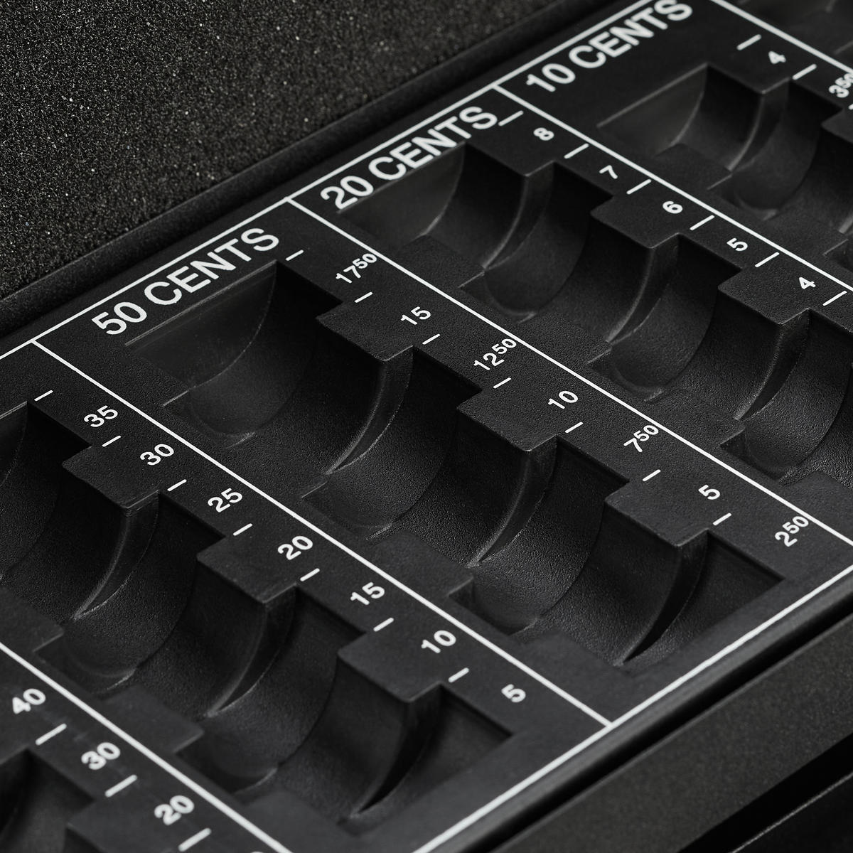 GELDKASSETTE Euro-Münzzählbrett - Schwarz, Kunststoff/Metall (30.5/8.5/24.5cm) - Relaxdays