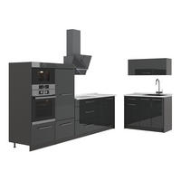 KUCHYNĚ Fame-Line, Antracitový vysoký lesk/Antracit, 380 cm, PD Mramor - antracitová, kompozitní dřevo (380/153.6/60cm) - Vicco