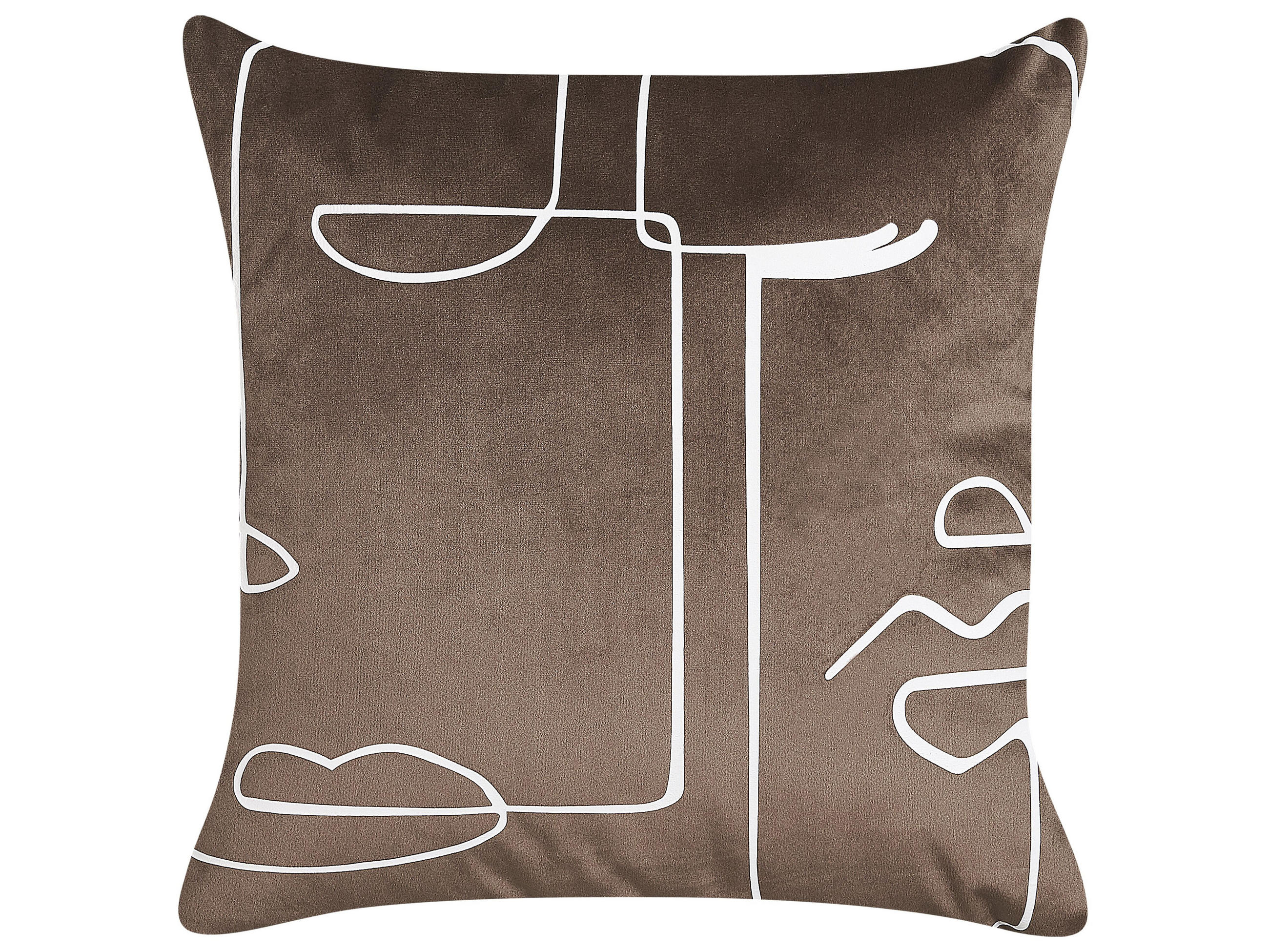 DEKOKISSEN 2er-Set Braun 45/45 cm Philodendron - Braun, Textil (45/45cm) - Beliani