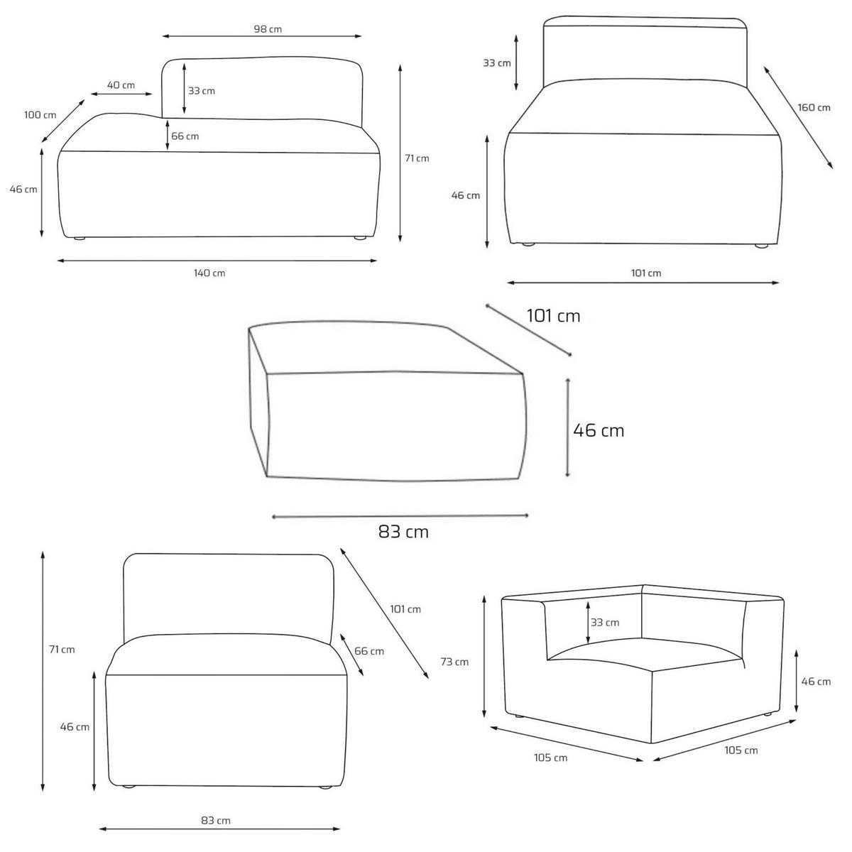 5-SITZER modulares Wohnlandschaft U XXL HEAVEN SET 6 Rechts, Breite 375 cm Webstoff Grün - Schwarz/Grün, Holz/Kunststoff (245/73/375cm) - Muffo