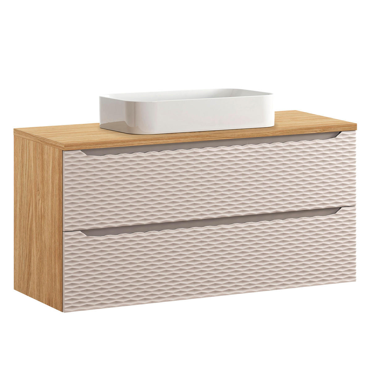 WASCHTISCH 120cm Elora Beige und Holz - Braun, Holzwerkstoff (120/59/46cm) - Petits-meubles